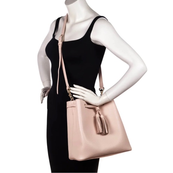 Tory Burch Light Nude Pink Bucket Bag Crossbody Purse - Picture 16 of 16